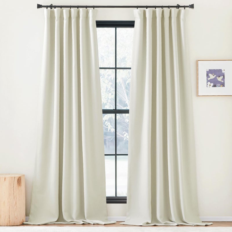 NICETOWN NICETOWN Room Darkening Faux Linen Curtains for Bedroom Rod PocketBack TabHook Belt Linen Burlap Light Blocking Noise Dampening Curtains for Living Room Natural W50 x L108 2 Panels 