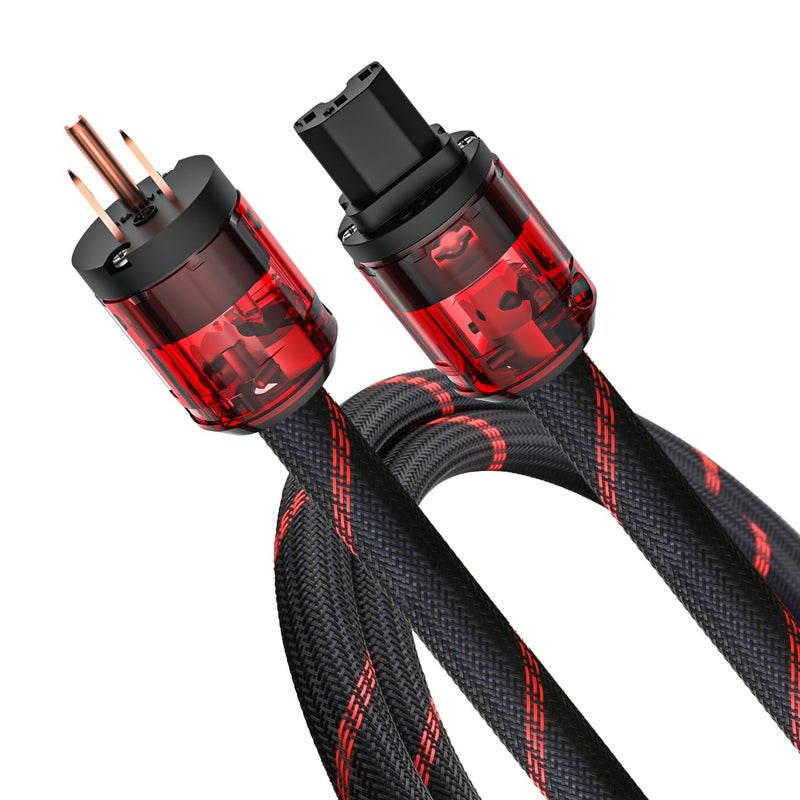 VIBORG Audiocrast High Fidelity Power Cord 125V 15A, Hi-End Braided Sleeve Amplifier Power Cable, Audiophile AC Power Cord with US Plug+IEC C15 Connector (4.9FT/1.5M) - Image 1