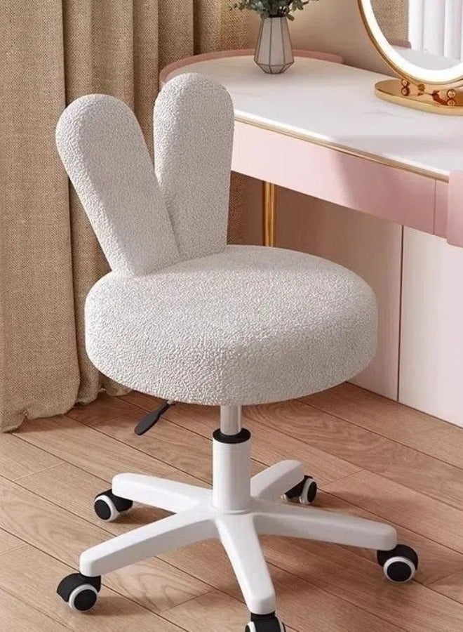 Tanwer Home bedroom rotating chair, pulley computer stool, women's makeup stool backrest lifting wheel, beige - Image 2