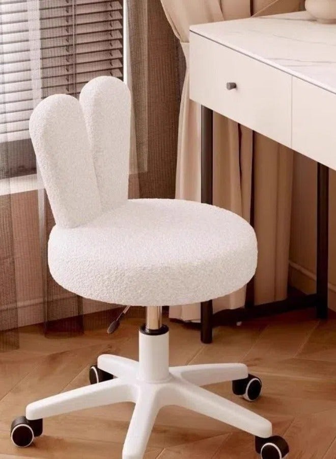 Tanwer Home bedroom rotating chair, pulley computer stool, women's makeup stool backrest lifting wheel, beige - Image 1