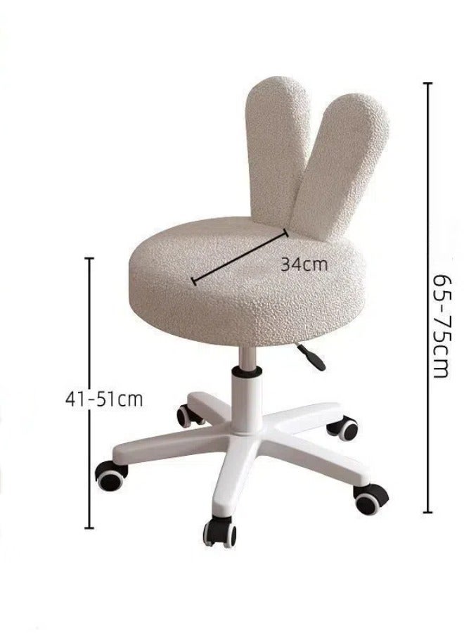 Tanwer Home bedroom rotating chair, pulley computer stool, women's makeup stool backrest lifting wheel, beige - Image 3