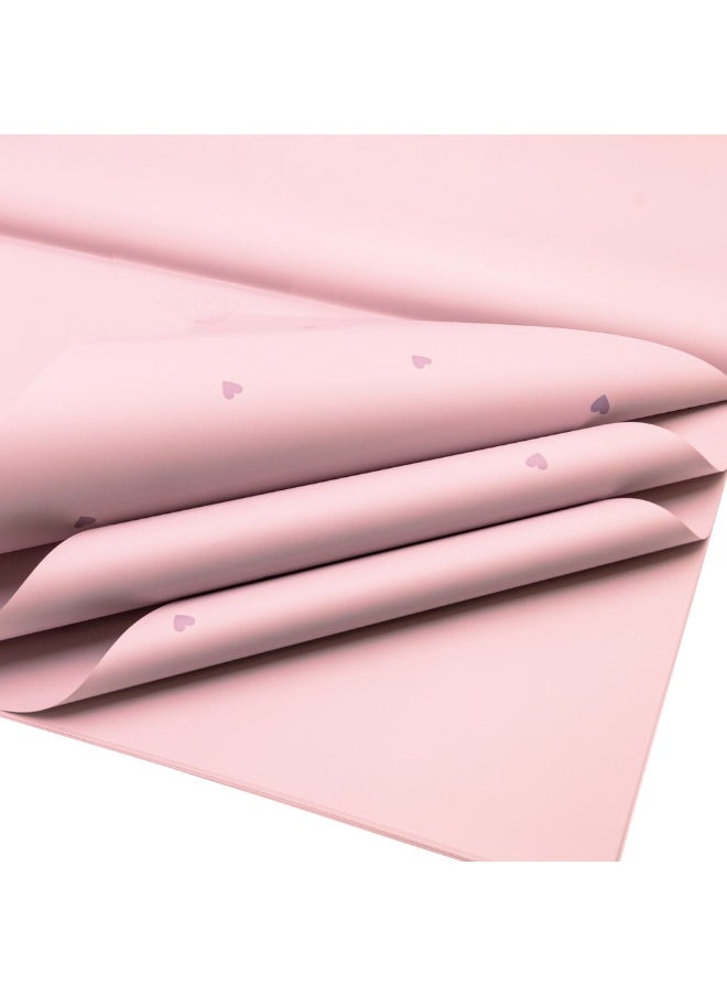 Gulf Flowers Pink Hearts Wrapping Film – 70 Micron, 20pcs, 58cm x 58cm, Pink 