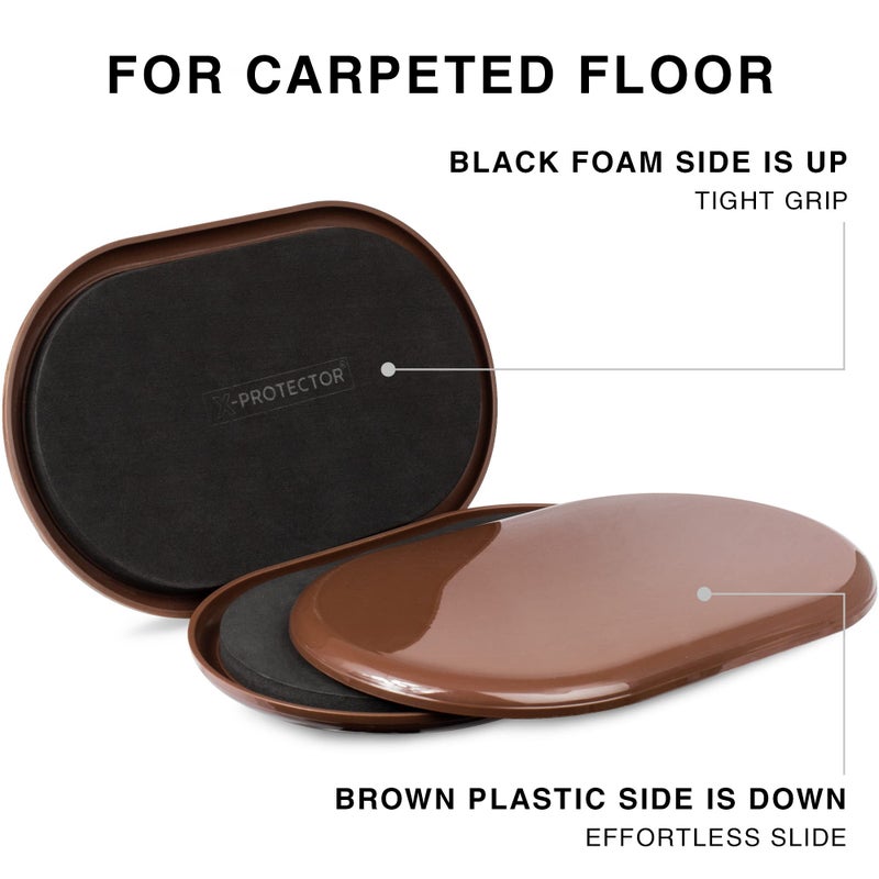 X-Protector Furniture Sliders for Carpet - 4 PCS 6" x 3 1/2" - The Best Heavy-Duty Moving Pads - Sliders for Furniture. Move Your Furniture Easily with Reusable Furniture Moving Sliders for Carpets! - Image 3