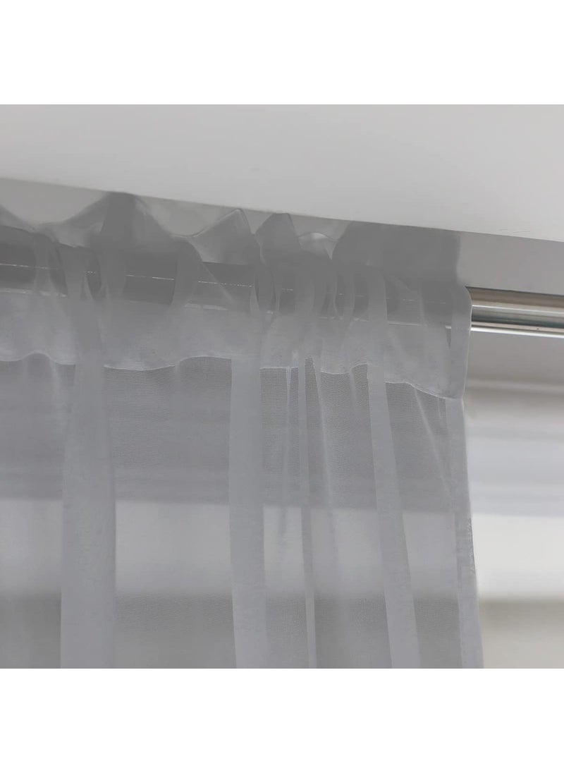 L&TEC Window Grey Sheer Curtains 48 Inches Width 145 Inches Long 2 Panels Sheer Curtains Clear Curtains Basic Rod Pocket Panel for Home Living Room Bedroom Kids Room Yard Patio Parlor Sliding  - Image 3
