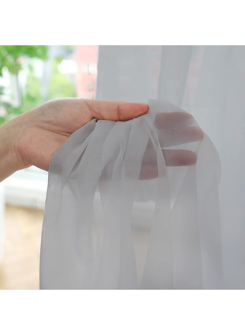 L&TEC Window Grey Sheer Curtains 48 Inches Width 145 Inches Long 2 Panels Sheer Curtains Clear Curtains Basic Rod Pocket Panel for Home Living Room Bedroom Kids Room Yard Patio Parlor Sliding  - Image 4