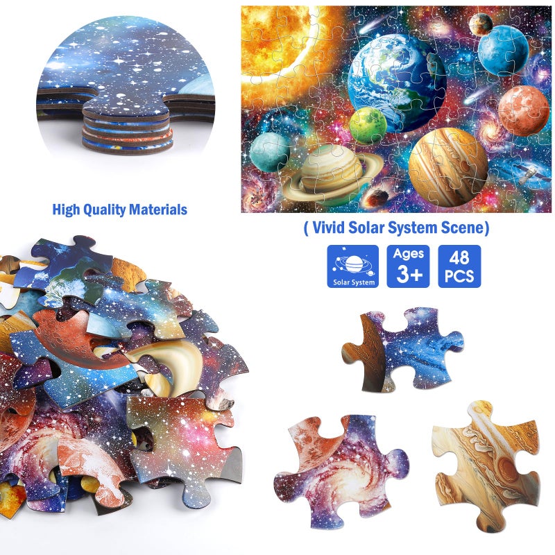 IFLOVE Jumbo Floor Puzzle for Kids,48 Piece Solar System Planet Large Jigsaw Puzzles for Toddler Ages 3-5,Preschool Educational Learning Space Toys,Easter Gift for Boys & Girls Ages 4-8 - Image 2