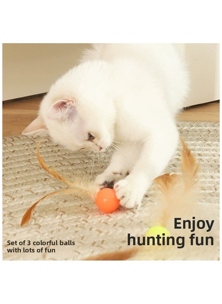 Must - have Elastic Ball & Feather Cat Teaser Wand for Self - entertaining Cats - Interactive Boredom - buster Pet Supplies