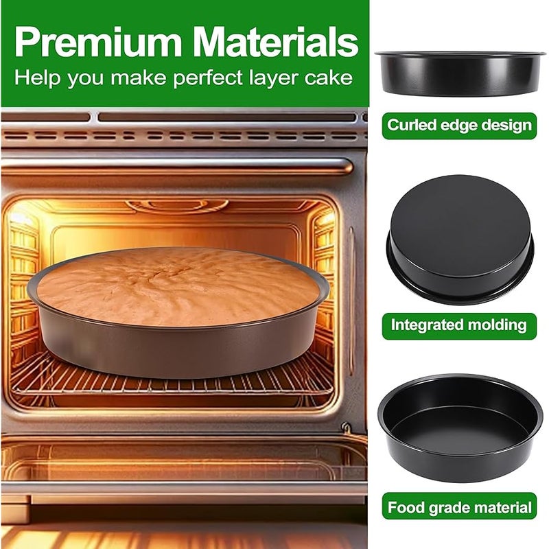 Xtujcya 8 Inch Cake Pan, Premium Round Cake Pans Set of 3, Durable Circle Cake Pan with 100 Pieces Parchment Paper, Non-Toxic & Healthy Deep Cake Baking Pans Tins for Birthday , Dishwasher Safe - Image 4