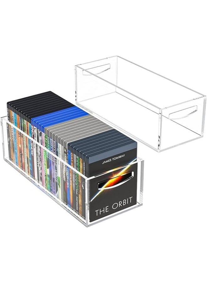 Horoof Home Horoof Home® Clear Acrylic DVD/CD Storage Box, 2-Pack – Durable Media Organizer with Handles, Stackable & Versatile (40.6x15.7x12.7 cm)  - Image 1