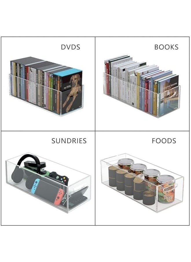 Horoof Home Horoof Home® Clear Acrylic DVD/CD Storage Box, 2-Pack – Durable Media Organizer with Handles, Stackable & Versatile (40.6x15.7x12.7 cm)  - Image 3