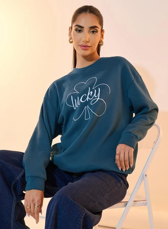 Take Two Oversized Embroidery Detail Sweatshirt