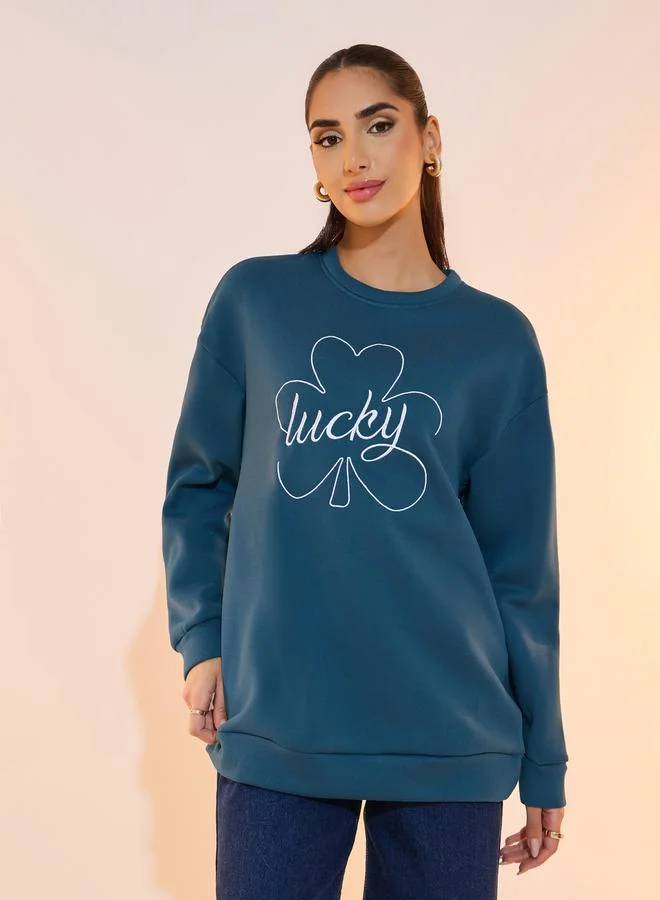Take Two Oversized Embroidery Detail Sweatshirt