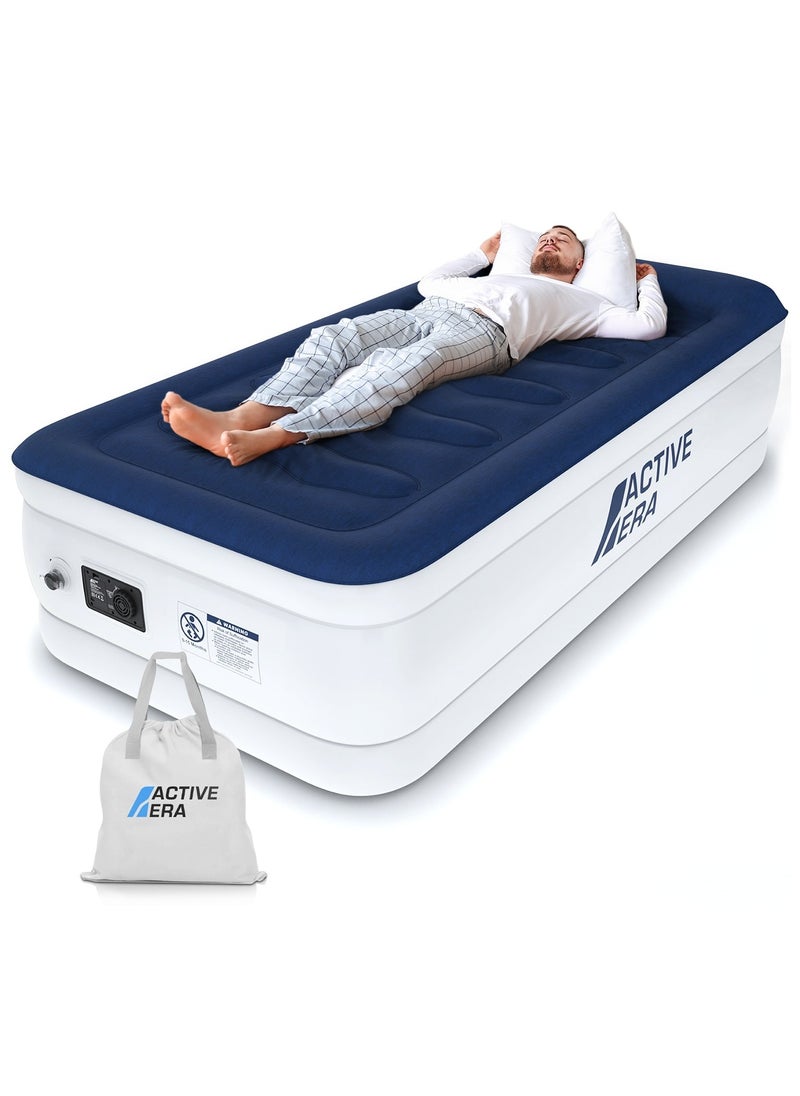 ACTIVE ERA - Luxury Single Size Inflatable Mattress - Elevated Air Mattress with Built-in Pump, Raised Pillow & Structured I-Beam Technology - Image 1