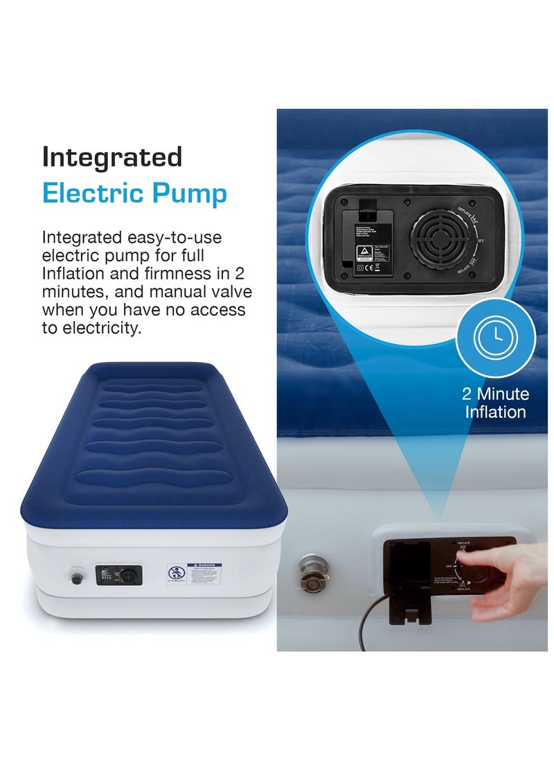 ACTIVE ERA - Luxury Single Size Inflatable Mattress - Elevated Air Mattress with Built-in Pump, Raised Pillow & Structured I-Beam Technology - Image 1