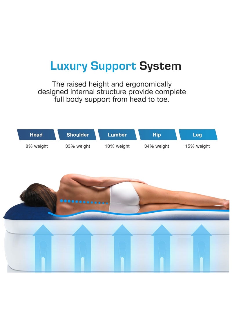 ACTIVE ERA - Luxury Single Size Inflatable Mattress - Elevated Air Mattress with Built-in Pump, Raised Pillow & Structured I-Beam Technology - Image 1