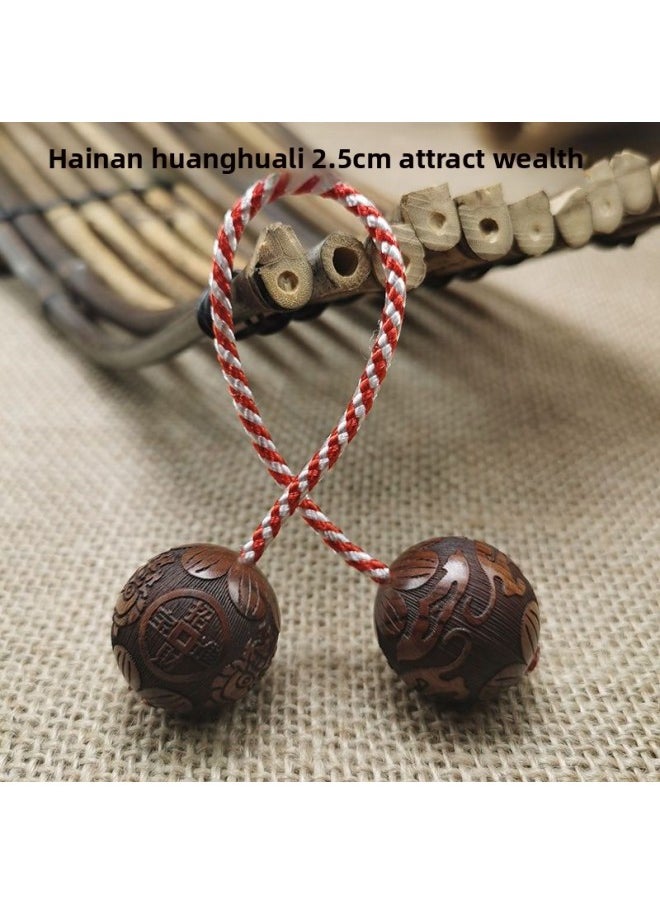 Generic Bao Le Zhu Begleri Finger Yo-Yo Two Beads One Rope Natural Ebony Red Sandalwood Lucky Six Words-Color:Comes With Dustproof Box And Spare Rope  - Image 5