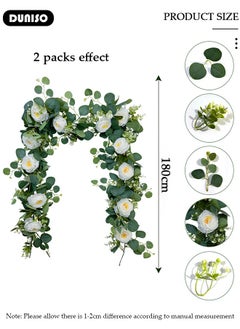 DUNISO Artificial Greenery Garland with Flowers, Leaf Eucalyptus Garland Hanging for Wedding Home Party Craft Art Table Runner Backdrop Indoor Outdoor Decor  - Image 4