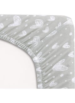 Biloban Biloban Bassinet Sheets Compatible with Newton and QUTANIX Baby Bassinet Bedside Sleeper, Grey Hearts and White Stars Print for Baby  - Image 3