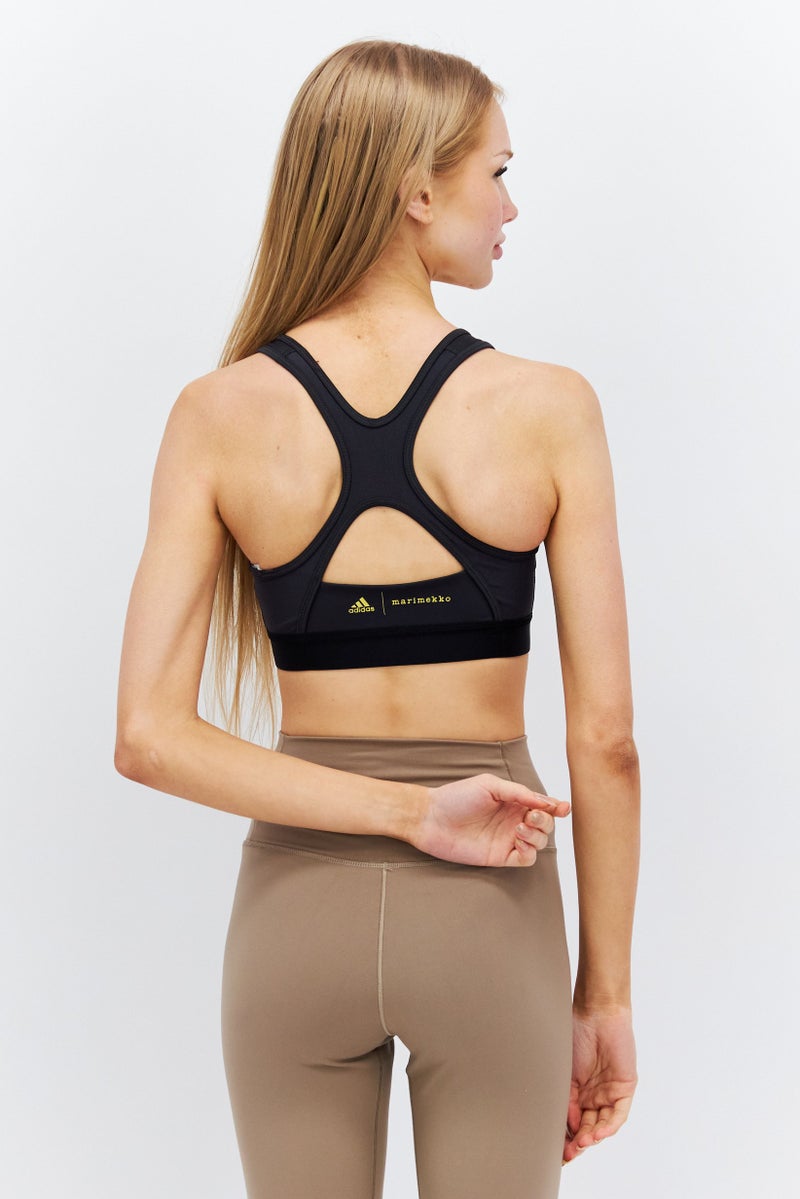 Adidas حمالة صدر رياضية مبطنة بشعار العلامة التجارية للنساء، سوداء - Image 4