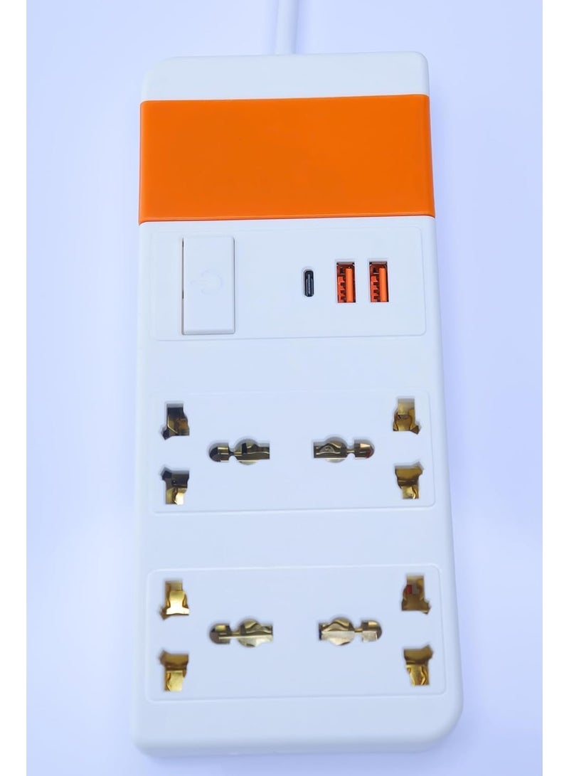 Multi Outlet Power Strip, 4 Outlets, 2 USB Ports and Type-C Port, White. 8804U - Image 2