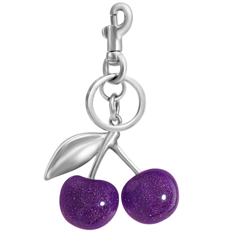 Nylry Cherry Bag Charm Keychain - Cute Purse Accessories for Handbags - Aesthetic Y2K Kawaii Gifts for Women - Purple - Image 1