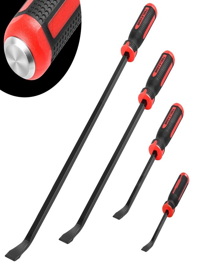 TOOLEAGUE Utility 4Pcs Pry Bar Set,8",12",18",24" Mechanic Hand Tools with Thicker Strike Cap Handle,Heavy Duty Pry Bar Tools for Automotive,Black and Red - Image 1