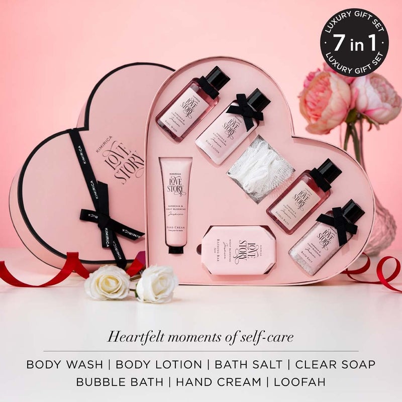 KIMIRICA Gift Set Love Story Moment For Women Men Luxury Bath And Body Care Set For Husband Wife Birthday Gift KitsAnniversary To Pamper Your Loved Ones For All Occasion AgesPack Of 7 - Image 2
