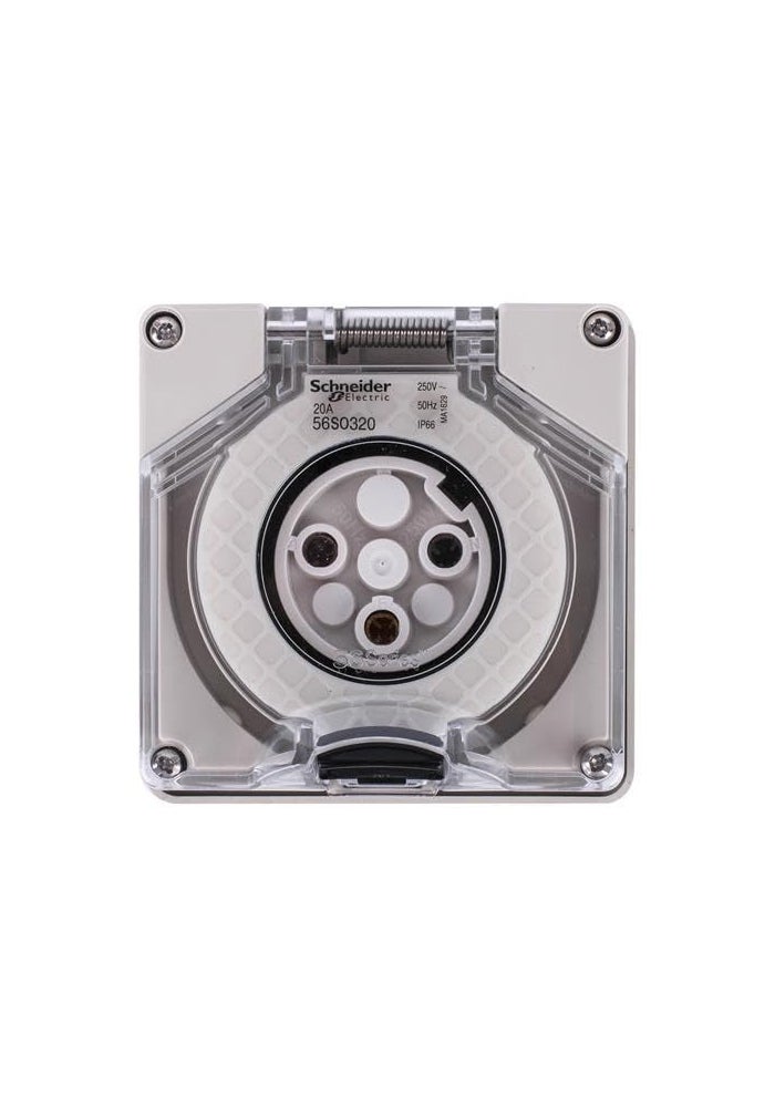 Schneider Electric Schneider Electric S56 Surface Socket Outlet 250V 20A IP56 Grey - Image 1