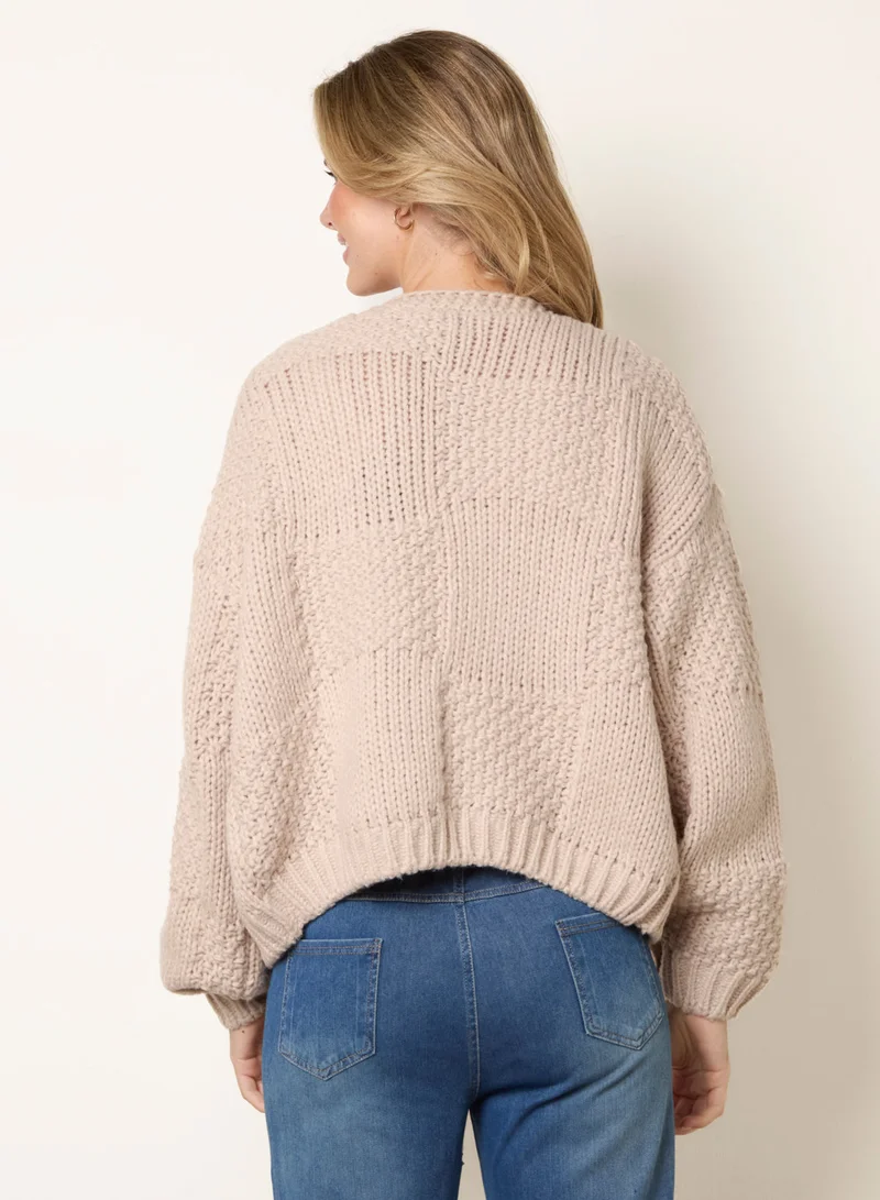 Blue Vanilla Flower Embroidery Cardigan