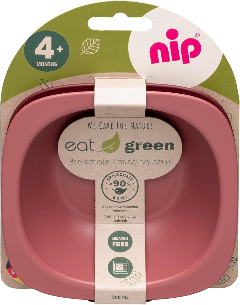 نيب مجموعة أوعية تغذية عضوية صديقة للبيئة من نيب إيت جرين (Nip Eat Green)، خالية من مادة BPA، مناسبة للاستخدام في الميكروويف والغسالة الأتوماتيكية، مثالية لتدريب الأطفال على تناول الطعام، مصنوعة في ألمانيا، باللون الأحمر، عدد 2 قطعة. - Image 2