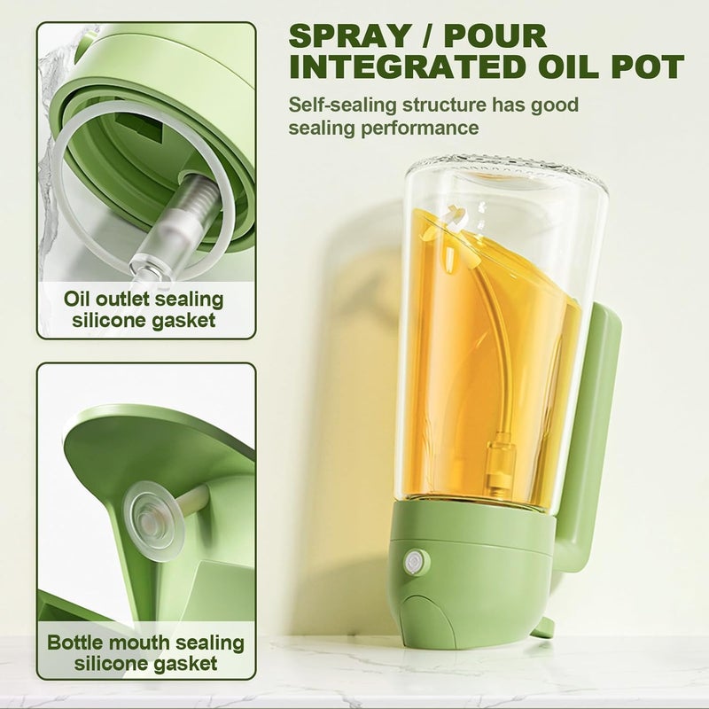 TASKHOUSE 450ml Oil Dispenser Bottle 2In1 Glass Oil Sprayer And Dispenser with Pourer Perfect for Cooking Air Fryer BBQ Baking and Salad Green - Image 4