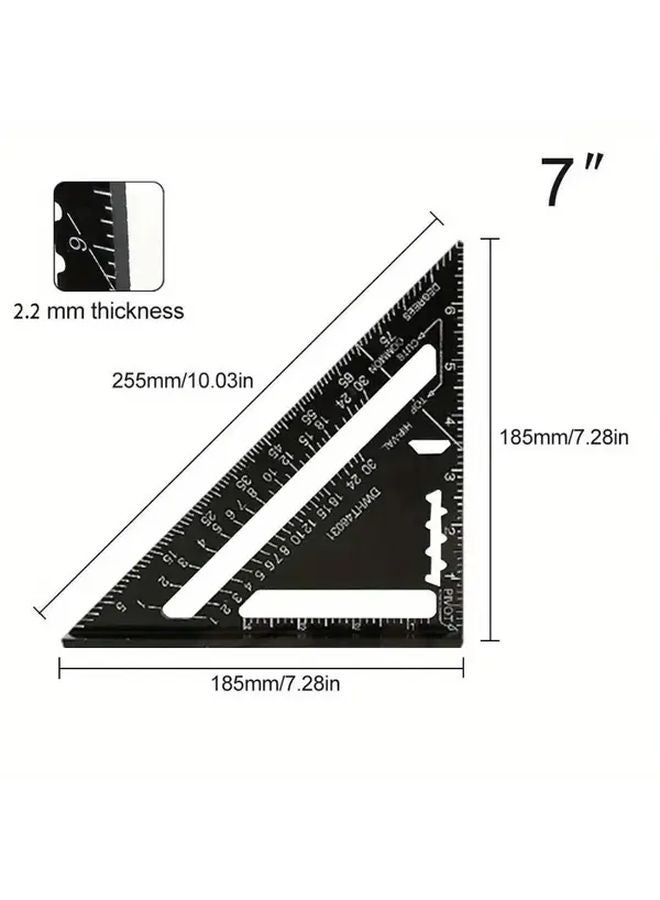 Black Aluminum Alloy Triangle Ruler Imperial Metric Scale Angle Finder - Image 5