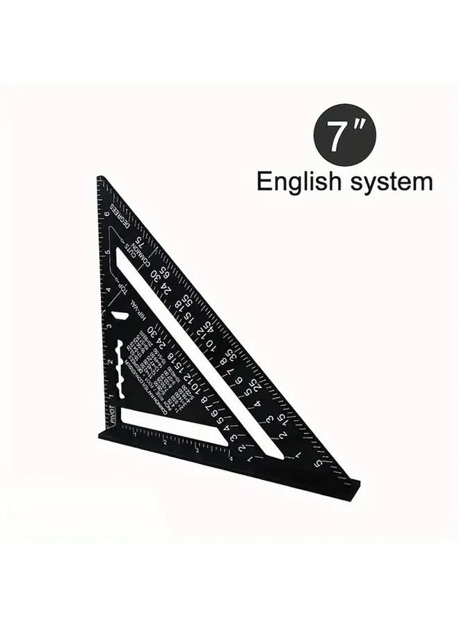 Black Aluminum Alloy Triangle Ruler Imperial Metric Scale Angle Finder - Image 1