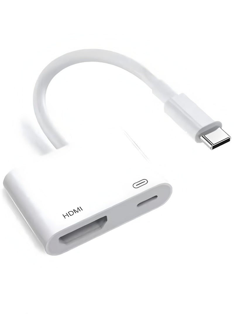 فلوينغ محول USB C إلى HDMI لأجهزة Samsung، محول Type-C إلى HDMI 4K، محول USB C HDMI للشحن السريع 100 وات، محول USB C Digital AV موصل شاشة متزامن لأجهزة iPhone 15/15 Pro/16/16 Pro، MacBook، S24، Dell - Image 1