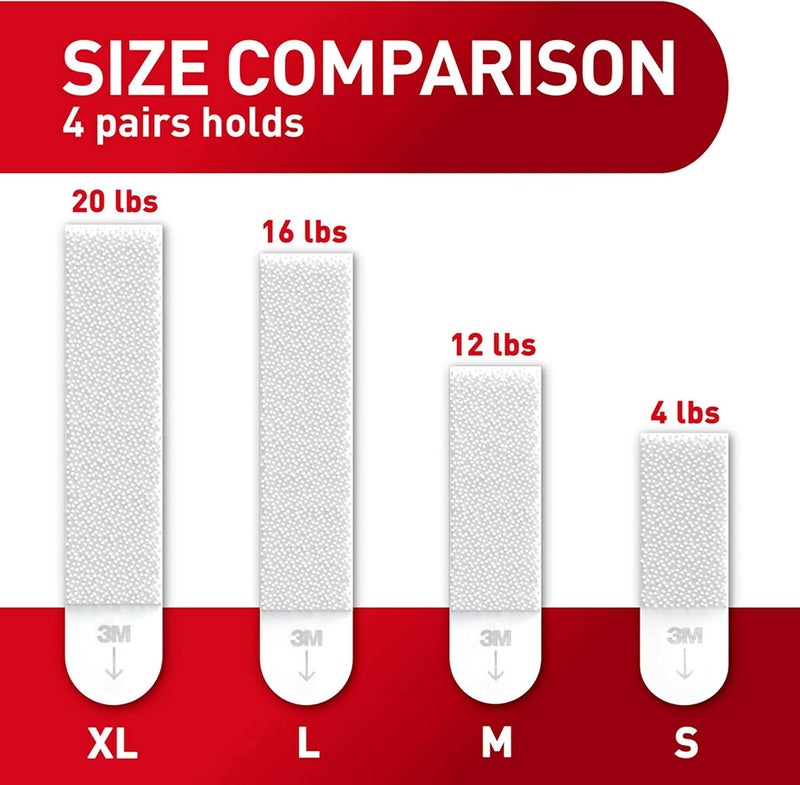 Command Picture Hanging Strips Variety Pack, Damage Free Hanging Picture Hangers, No Tools Wall Hanging Strips for Living Spaces, White, 16 Small Pairs and 32 Medium Pairs (96 Strips) (Pack of 3) - Image 4