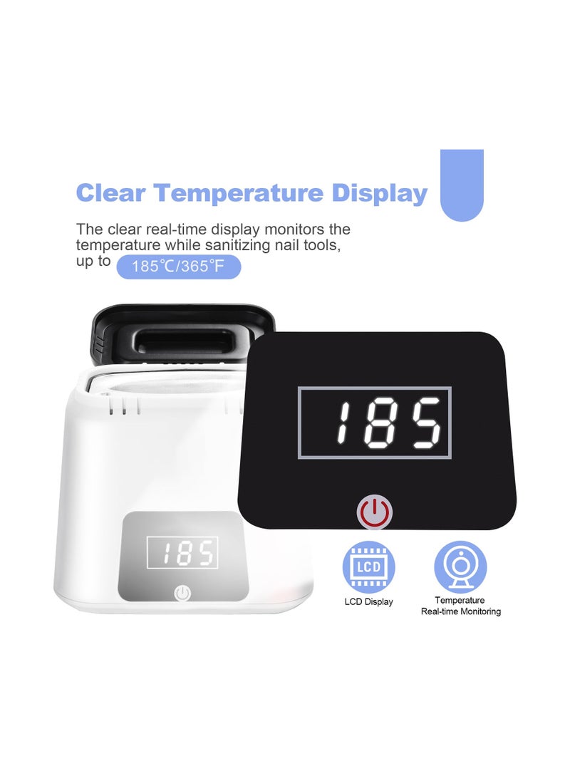 SYOSI - Nail Sterilizer Tool Electric, High-Temperature Nail Sterilizer, Portable 365℉ White Sterilizer Tool, Autoclave Sterilizers with Glass Beads, to Sterilize Any Metal Tools More Efficient and Safe - Image 1