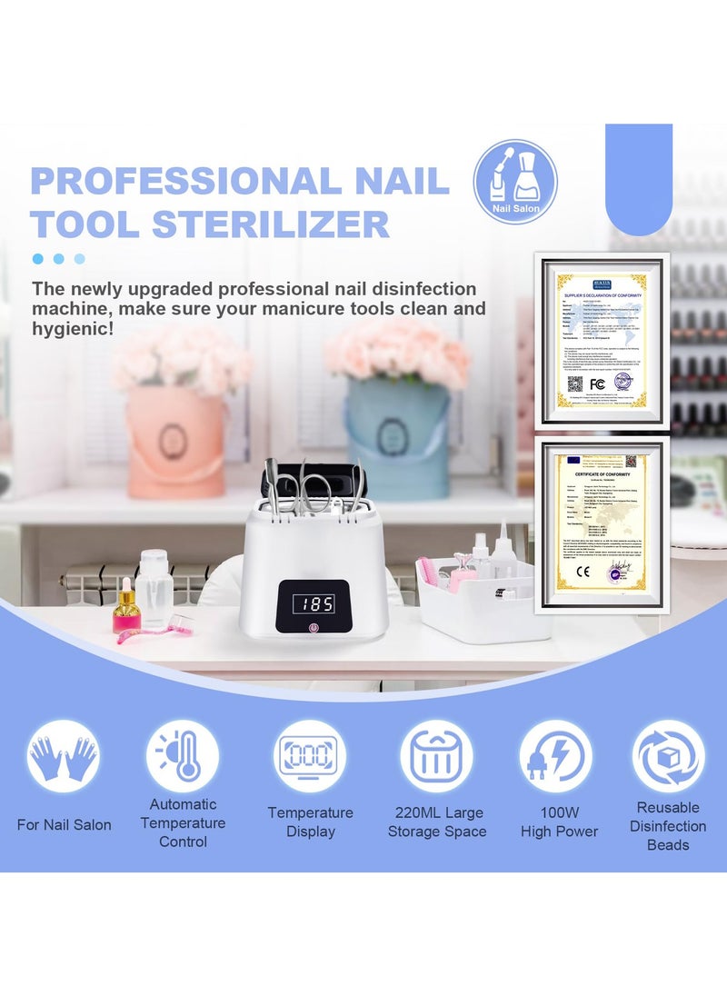 SYOSI - Nail Sterilizer Tool Electric, High-Temperature Nail Sterilizer, Portable 365℉ White Sterilizer Tool, Autoclave Sterilizers with Glass Beads, to Sterilize Any Metal Tools More Efficient and Safe - Image 1