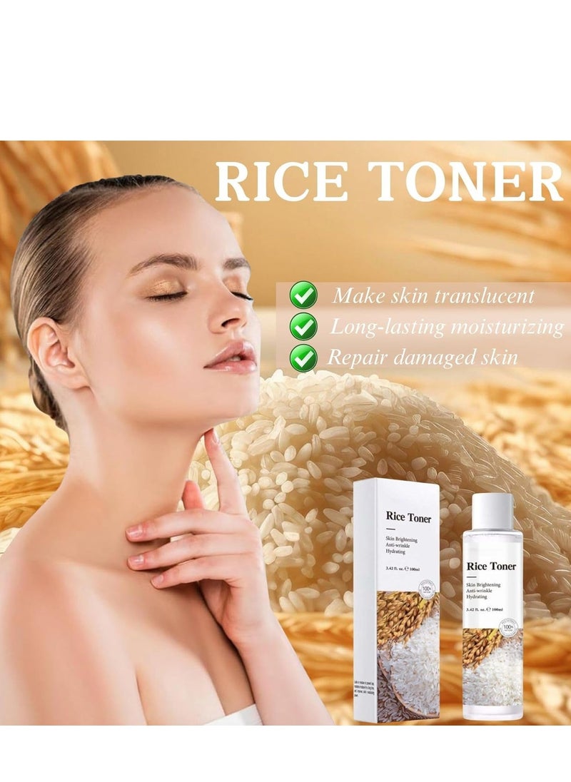 Rice Pure Essential Toner Brightens Skin toner Relieves Dryness Anti Wrinkle and Hydrating 120ml