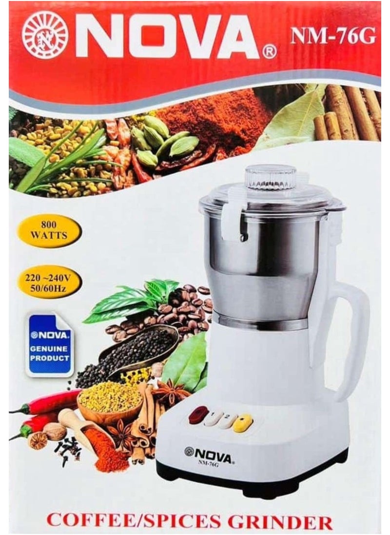 NOVA Multi-Functional Coffee & Spices Grinder with 800-Watts – Powerful Stainless Steel Blades, Multiple Speed Settings, Secure Lid Lock, Ideal for Coffee Beans, Spices & Nuts"  - Image 4