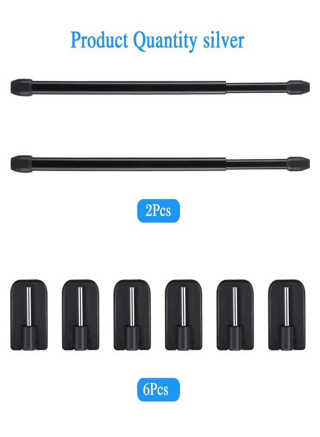 Jetec 2 Pieces Adjustable Plastic Net Curtain Rod 15.7-27.5 Inch Self Adhesive Shower Curtain Rods for Window Cupboard Bars Tension Drill Less Accessories for Home Bathroom Hotel (Black) - Image 2