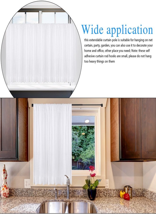 Jetec 2 Pieces Adjustable Plastic Net Curtain Rod 15.7-27.5 Inch Self Adhesive Shower Curtain Rods for Window Cupboard Bars Tension Drill Less Accessories for Home Bathroom Hotel (Black) - Image 4