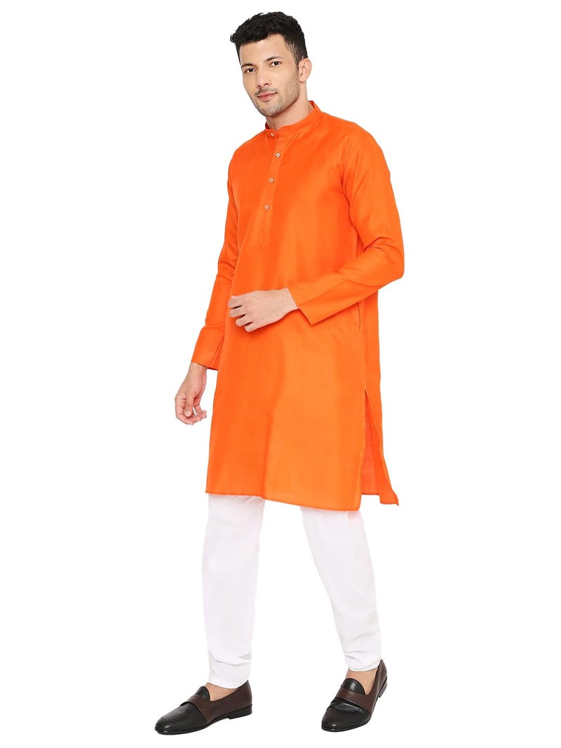 Maharaja Magic Cotton Solid Kurta in Orange for Men[MSKurta1126-48] - Image 3