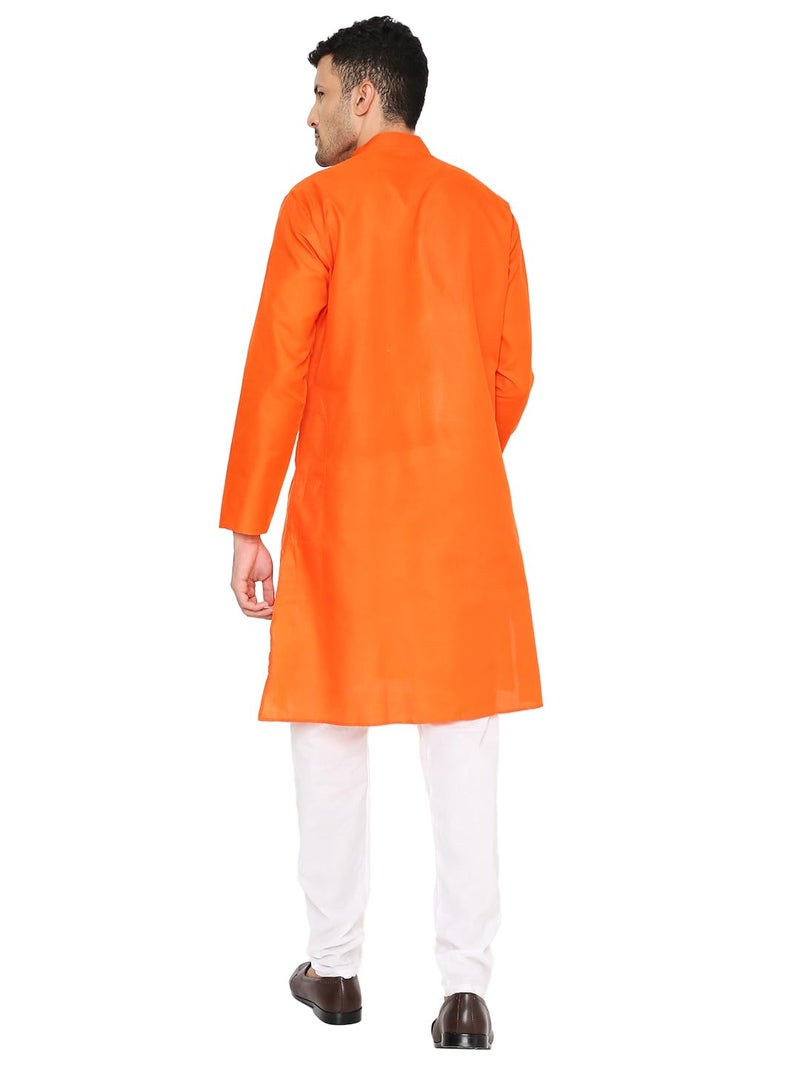 Maharaja Magic Cotton Solid Kurta in Orange for Men[MSKurta1126-48] - Image 2