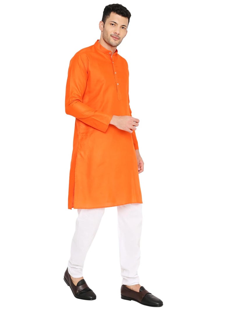 Maharaja Magic Cotton Solid Kurta in Orange for Men[MSKurta1126-48] - Image 4