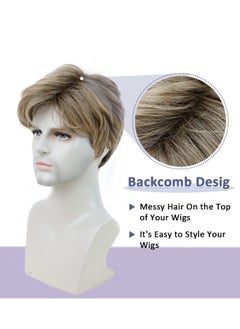 KASTWAVE Men's Short Afro Wig for 70s 80s Disco Fancy Dress - Dark Blonde Hair Accessory for Cosplay and Halloween  - Image 3