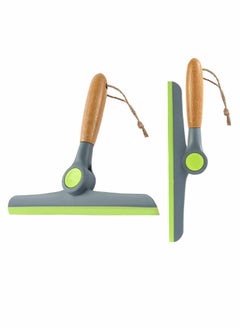 SYOSI 2 Pack Foldable Window Squeegee Cleaner Tool Multipurpose Wooden Handle Rubber Wiper Blades for Bathroom Cleaning  - Image 1