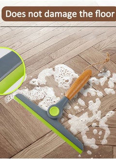 SYOSI 2 Pack Foldable Window Squeegee Cleaner Tool Multipurpose Wooden Handle Rubber Wiper Blades for Bathroom Cleaning  - Image 2