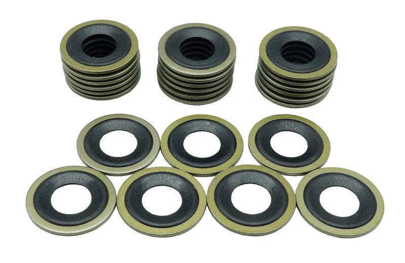 Dsnaduo 25 PCS Metal/Rubber Drain Plug Gasket, Fits 1/2, M12, M12 So Replace 097-021, 65274, 365274, 14079550, 14090908, 1625762, 1631748, 24571185, 25524544, 5741252, 8-14090-908-0 (24.7x11.5mm)