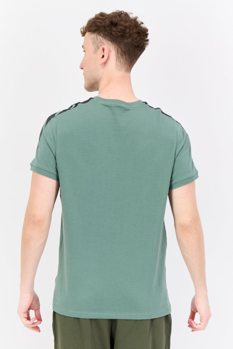 Men Slim Fit Short Sleeves Outdoor T-Shirt, Sage Green/Black