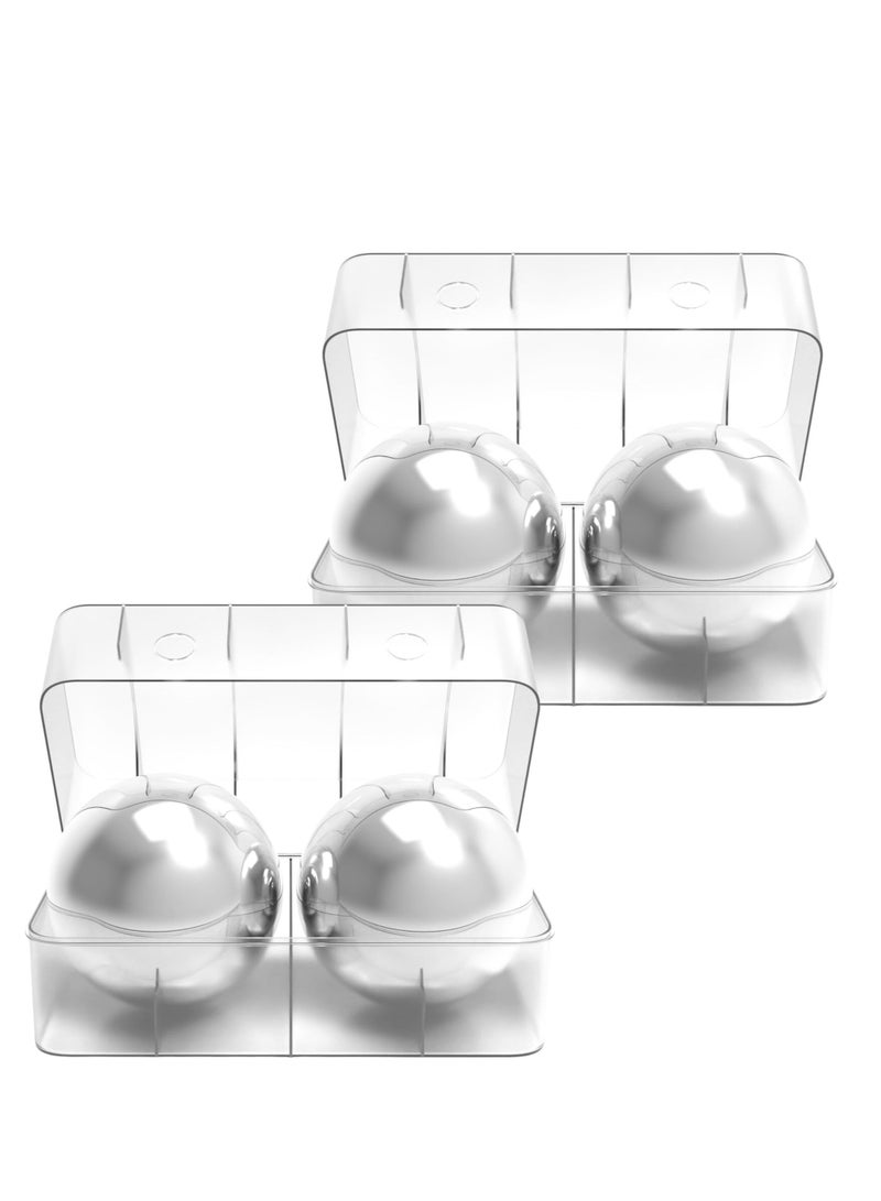 SYOSI 2 Premium XXL 55mm Stainless Steel Ice Whiskey Balls with Freezer Tray and Resealable Pouch -Whiskey Rocks Chilling Stones, Whiskey Stone Ice Cube Balls, Round Chilling Rocks - Image 1